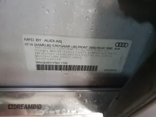2015 Audi A8 with VIN WAUJGAFD1FN011100, listed as a Copart auction lot 49166055 with 38,575 mi miles and Salvage title. Bid and sale history available at DreamBid. Image 13.