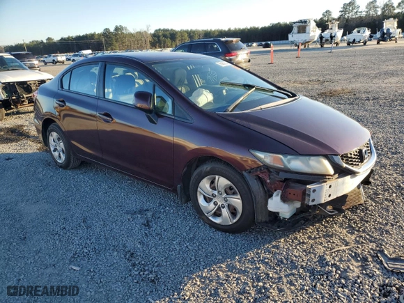 2013 Honda Civic Sdn LX with VIN 2HGFB2F59DH588406, listed as a Copart auction lot 85868884 with 124,929 mi miles and Salvage Title. Bid and sale history available at carsss.com. Image 4.