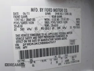 2011 Ford Edge Limited с VIN 2FMDK3KC5BBB47917, выставлен на аукционе IAAI как лот 42213267 с пробегом 165 847 миль миль и . История ставок и продаж доступна на DreamBid. Изображение 9.