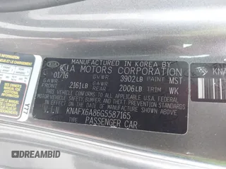 2016 Kia Forte EX with VIN KNAFX6A86G5587165, listed as a IAAI auction lot 42173639 with 154,200 mi miles and . Bid and sale history available at carsss.com. Image 9.