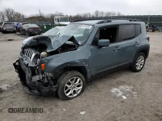 2017 Jeep Renegade Latitude z VIN ZACCJBBB2HPF77395, wystawiony jako Copart lot #46134285 z przebiegiem 104 757 mil mil oraz Szkody całkowita. Historia ofert i sprzedaży dostępna na DreamBid. Obrazek 1.