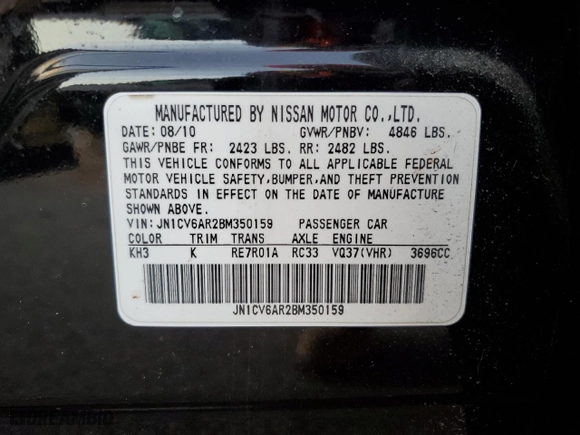 2011 Infiniti G37 Sedan x with VIN JN1CV6AR2BM350159, listed as a Copart auction lot 81678774 with 159,526 mi miles and Non Repairable. Bid and sale history available at carsss.com. Image 15.