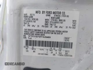 2015 Ford F-150 XLT с VIN 1FTFX1EF5FFA39469, выставлен на аукционе IAAI как лот 41489699 с пробегом 109 972 миль миль и . История ставок и продаж доступна на DreamBid. Изображение 9.