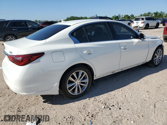2021 Infiniti Q50 Pure with VIN JN1EV7AP6MM701378, listed as a Copart auction lot 52133875 with 87,293 mi miles and Salvage Title. Bid and sale history available at DreamBid. Image 3.