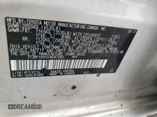 2012 Toyota RAV4 with VIN 2T3BF4DV5CW247065, listed as a Copart auction lot 61415205 with 111,731 mi miles and Salvage title. Bid and sale history available at DreamBid. Image 12.