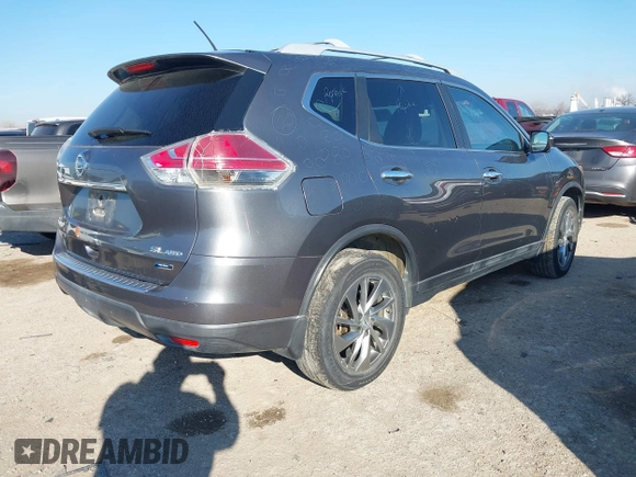 2014 Nissan Rogue S with VIN 5N1AT2MV8EC795457, listed as a IAAI auction lot 41614707 with 129,630 mi miles. Bid and sale history available at carsss.com. Image 4.