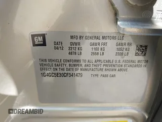 2012 Buick LaCrosse Leather с VIN 1G4GC5E30CF341479, выставлен на аукционе IAAI как лот 42683063 с пробегом 85 611 миль миль и . История ставок и продаж доступна на DreamBid. Изображение 9.