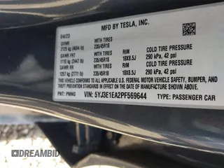 2023 Tesla Model 3 z VIN 5YJ3E1EA2PF569644, wystawiony jako IAAI lot #41831560 z przebiegiem 30 903 mil mil oraz . Historia ofert i sprzedaży dostępna na DreamBid. Obrazek 9.