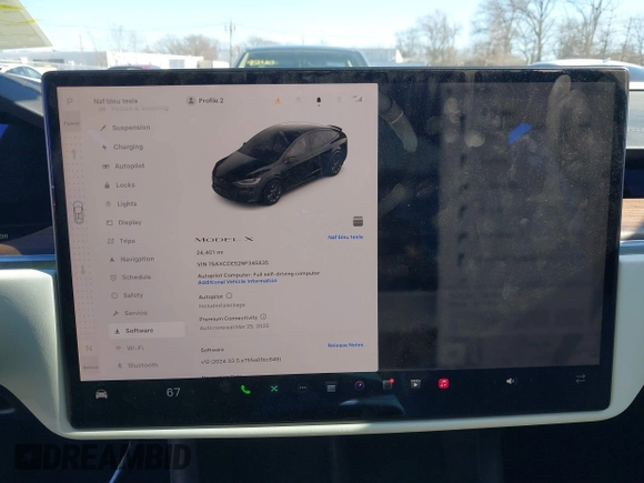 2022 Tesla Model X with VIN 7SAXCDE52NF345835, listed as a IAAI auction lot 41823522 with 24,401 mi miles and . Bid and sale history available at DreamBid. Image 7.