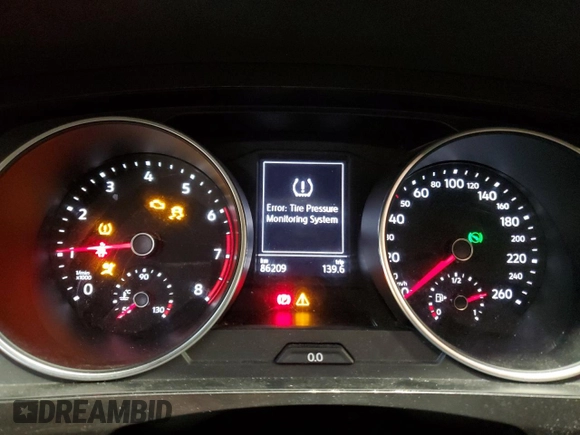 2019 Volkswagen Tiguan S with VIN 3VV0B7AX3KM157408, listed as a Copart auction lot 62118865 with 86,209 mi miles and Salvage title. Bid and sale history available at DreamBid. Image 9.