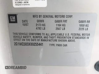 2008 Chevrolet Impala LT with VIN 2G1WC583X89255441, listed as a IAAI auction lot 41407326 with 137,257 mi miles and . Bid and sale history available at DreamBid. Image 9.