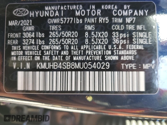 2021 Genesis GV80 with VIN KMUHB4SB8MU054029, listed as a Copart auction lot 85173174 with Not provided miles and Salvage title. Bid and sale history available at DreamBid. Image 14.