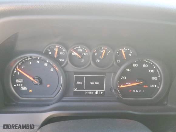 2022 Chevrolet Silverado 1500 Work Truck with VIN 1GCRAAEK7NZ573050, listed as a Copart auction lot 83831734 with 74,752 mi miles and Salvage Title. Bid and sale history available at carsss.com. Image 9.