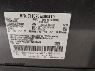 2015 Ford Explorer Sport z VIN 1FM5K8GT8FGC37667, wystawiony jako IAAI lot #42782439 z przebiegiem 155 662 mil mil oraz . Historia ofert i sprzedaży dostępna na DreamBid. Obrazek 9.