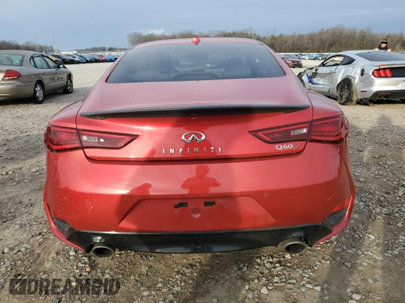 2017 Infiniti Q60 Red Sport 400 with VIN JN1FV7EK9HM610291, listed as a Copart auction lot 45558145 with 56,940 mi miles and Salvage title. Bid and sale history available at DreamBid. Image 6.