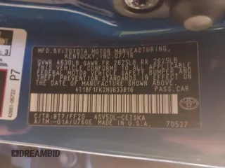 2017 Toyota Camry XLE with VIN 4T1BF1FK2HU633816, listed as a IAAI auction lot 41010588 with 73,403 mi miles and . Bid and sale history available at DreamBid. Image 9.