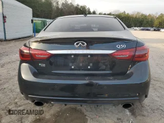 2021 Infiniti Q50 Signature Edition with VIN JN1EV7CP7MM700575, listed as a Copart auction lot 87163414 with 92,864 mi miles and Salvage title. Bid and sale history available at DreamBid. Image 6.