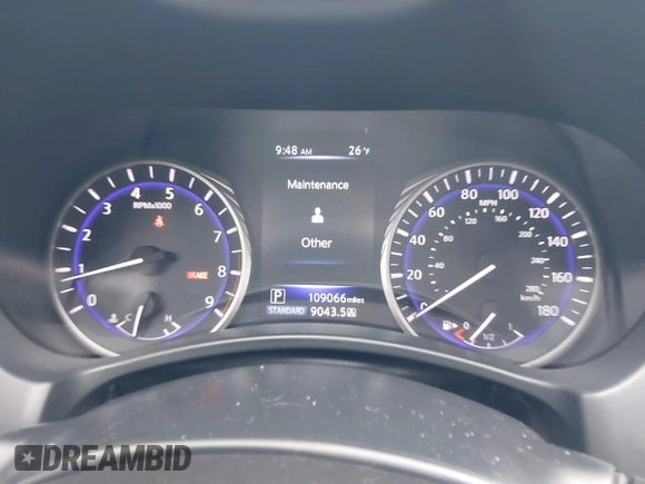2015 Infiniti Q50 with VIN JN1BV7AR0FM392708, listed as a IAAI auction lot 41593006 with 109,066 mi miles. Bid and sale history available at carsss.com. Image 7.
