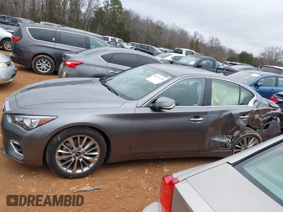 2023 Infiniti Q50 Luxe with VIN JN1EV7BP3PM511881, listed as a IAAI auction lot 41217294 with 18,620 mi miles and . Bid and sale history available at DreamBid. Image 14.
