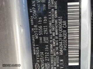 2015 Hyundai Genesis 5.0L with VIN KMHGN4JF8FU060681, listed as a Copart auction lot 48081865 with 159,216 mi miles and Salvage Title. Bid and sale history available at carsss.com. Image 15.
