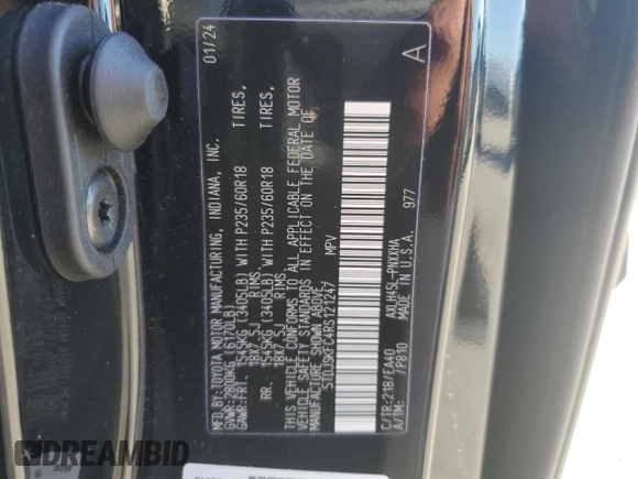 2024 Toyota Sienna XLE with VIN 5TDJSKFC4RS121247, listed as a Copart auction lot 47363055 with 33,364 mi miles and Salvage Title. Bid and sale history available at DreamBid. Image 15.