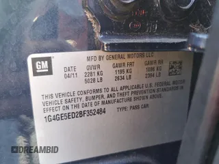 2011 Buick LaCrosse CXS with VIN 1G4GE5ED2BF352484, listed as a Copart auction lot 64176054 with 90,716 mi miles and Salvage Title. Bid and sale history available at carsss.com. Image 14.