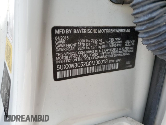 2016 BMW X4 xDrive28i with VIN 5UXXW3C52G0M90018, listed as a Copart auction lot 54887645 with 76,633 mi miles and Salvage title. Bid and sale history available at DreamBid. Image 12.