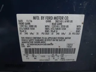 2017 Ford Explorer XLT with VIN 1FM5K8D83HGB38659, listed as a IAAI auction lot 40937342 with 56,642 mi miles and . Bid and sale history available at DreamBid. Image 9.
