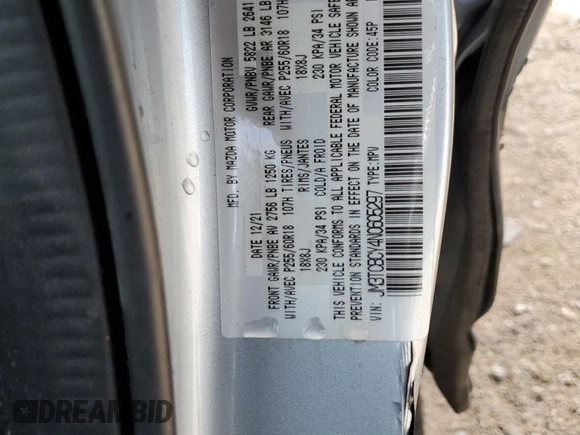 2022 Mazda CX-9 Touring with VIN JM3TCBCY4N0605297, listed as a Copart auction lot 47891425 with 28,369 mi miles and Salvage Title. Bid and sale history available at carsss.com. Image 13.