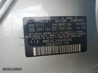 2017 Hyundai Sonata Hybrid Limited with VIN KMHE34L34HA066580, listed as a Copart auction lot 77194564 with 97,596 mi miles and Salvage Title. Bid and sale history available at carsss.com. Image 13.