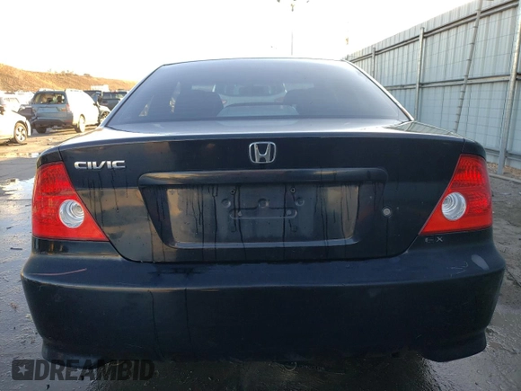 2005 Honda Civic EX with VIN 1HGEM21905L047023, listed as a Copart auction lot 43710225 with 176,419 mi miles and Salvage Title. Bid and sale history available at carsss.com. Image 6.