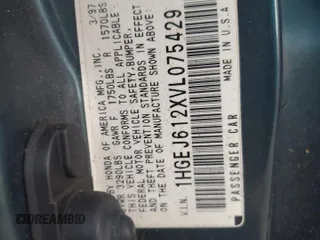 1997 Honda Civic DX with VIN 1HGEJ612XVL075429, listed as a Copart auction lot 76950574 with 0 mi miles and Salvage Title. Bid and sale history available at carsss.com. Image 13.