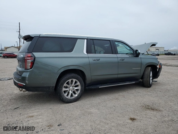 2023 Chevrolet Suburban Premier with VIN 1GNSCFKD8PR476982, listed as a Copart auction lot 46485075 with 47,447 mi miles and Salvage Title. Bid and sale history available at carsss.com. Image 3.