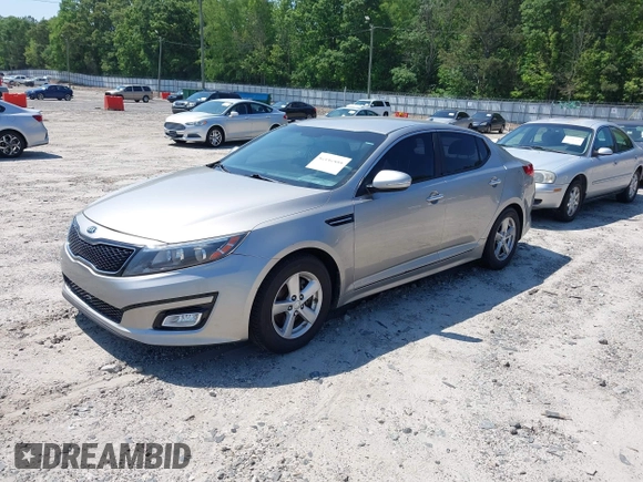 2014 Kia Optima LX with VIN KNAGM4A79E5470198, listed as a IAAI auction lot 42142484 with 169,140 mi miles. Bid and sale history available at carsss.com. Image 2.