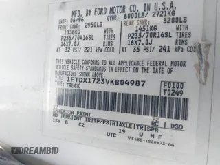1997 Ford F-150 with VIN 1FTDX1723VKB04987, listed as a IAAI auction lot 41411405 with 234,750 mi miles and . Bid and sale history available at DreamBid. Image 9.