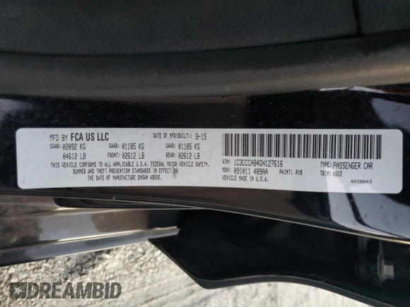 2016 Chrysler 200 Limited with VIN 1C3CCCAB4GN127616, listed as a Copart auction lot 77957854 with 149,523 mi miles and Salvage Title. Bid and sale history available at carsss.com. Image 12.