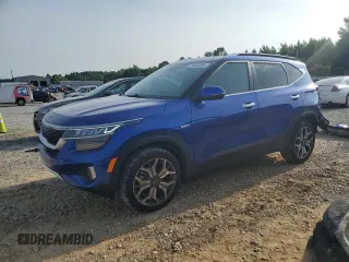 2021 Kia Seltos SX with VIN KNDETCA23M7129393, listed as a Copart auction lot 59883895 with 29,513 mi miles and Salvage title. Bid and sale history available at DreamBid. Image 1.