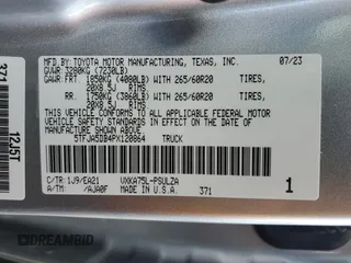 2023 Toyota Tundra Limited with VIN 5TFJA5DB4PX120864, listed as a Copart auction lot 48952505 with 19,169 mi miles and Salvage title. Bid and sale history available at DreamBid. Image 12.