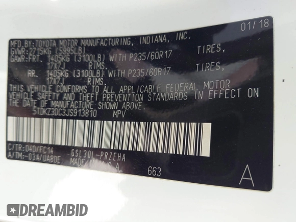 2018 Toyota Sienna LE Auto Access Seat с VIN 5TDKZ3DC3JS913810, выставлен на аукционе IAAI как лот 42476857 с пробегом Не указан миль и . История ставок и продаж доступна на DreamBid. Изображение 9.