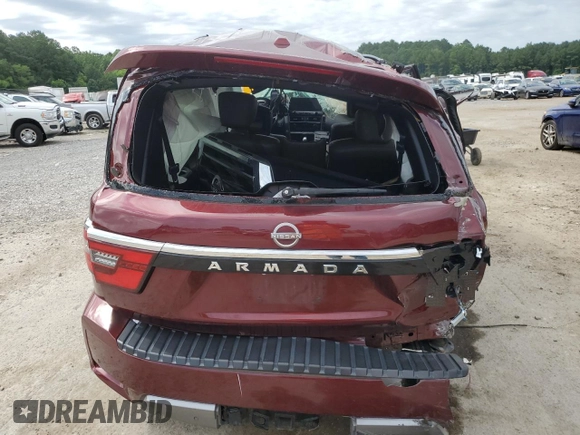 2021 Nissan Armada Platinum with VIN JN8AY2DA5M9372922, listed as a Copart auction lot 59894854 with 0 mi miles and Salvage Title. Bid and sale history available at carsss.com. Image 6.