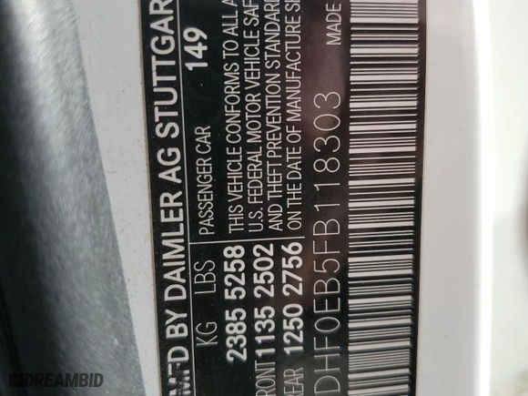 2015 Mercedes-Benz E-Class E 250 BlueTEC Luxury with VIN WDDHF0EB5FB118303, listed as a Copart auction lot 69660694 with 0 mi miles and Salvage Title. Bid and sale history available at carsss.com. Image 13.