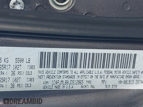 2018 Jeep Cherokee Latitude Plus with VIN 1C4PJMLB0JD512965, listed as a IAAI auction lot 42578881 with 48,290 mi miles and . Bid and sale history available at DreamBid. Image 9.