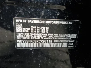 2024 BMW i5 eDrive40 z VIN WBY33FK03RCR93119, wystawiony jako Copart lot #43586895 z przebiegiem 2 266 mil mil oraz Szkoda całkowita • Salvage title. Historia ofert i sprzedaży dostępna na DreamBid. Obrazek 12.