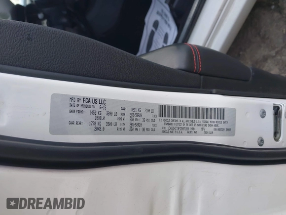 2015 Dodge Durango R/T with VIN 1C4SDHCT9FC907189, listed as a IAAI auction lot 41685560 with 187,708 mi miles and . Bid and sale history available at DreamBid. Image 9.