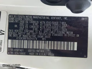 2011 Toyota Venza with VIN 4T3ZK3BB7BU044478, listed as a IAAI auction lot 40868938 with 128,163 mi miles. Bid and sale history available at carsss.com. Image 9.