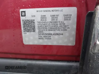 2020 Chevrolet Bolt EV Premier with VIN 1G1FZ6S00L4106244, listed as a IAAI auction lot 41276717 with 1 mi miles. Bid and sale history available at carsss.com. Image 9.