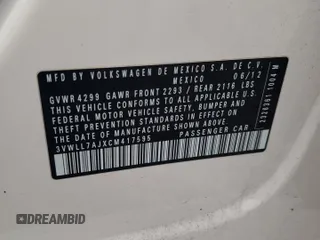 2012 Volkswagen Jetta TDI w/Premium with VIN 3VWLL7AJXCM417595, listed as a Copart auction lot 47739455 with 153,437 mi miles and Clean title. Bid and sale history available at DreamBid. Image 12.