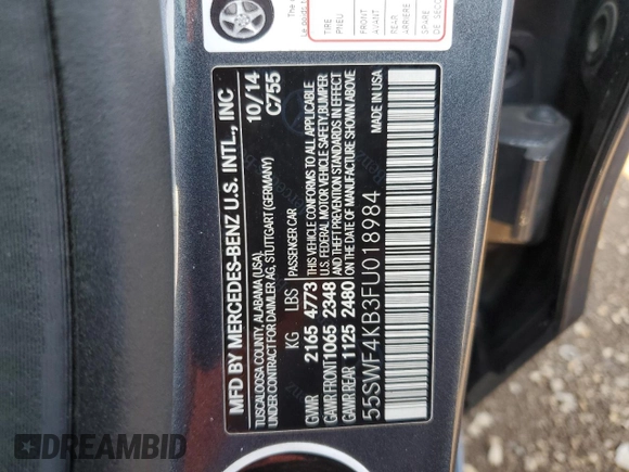 2015 Mercedes-Benz C 300 Luxury z VIN 55SWF4KB3FU018984, wystawiony jako Copart lot #62486905 z przebiegiem Nie podano mil oraz Szkoda całkowita • Salvage title. Historia ofert i sprzedaży dostępna na DreamBid. Obrazek 13.