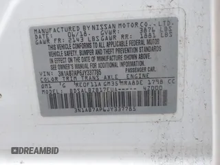 2018 Nissan Sentra S with VIN 3N1AB7AP6JY337785, listed as a IAAI auction lot 42025755 with 126,546 mi miles and . Bid and sale history available at DreamBid. Image 9.