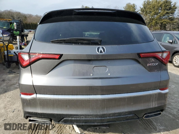 2023 Acura MDX w/Technology Package with VIN 5J8YD9H48PL000079, listed as a Copart auction lot 47848185 with 0 mi miles and Salvage Title. Bid and sale history available at carsss.com. Image 6.